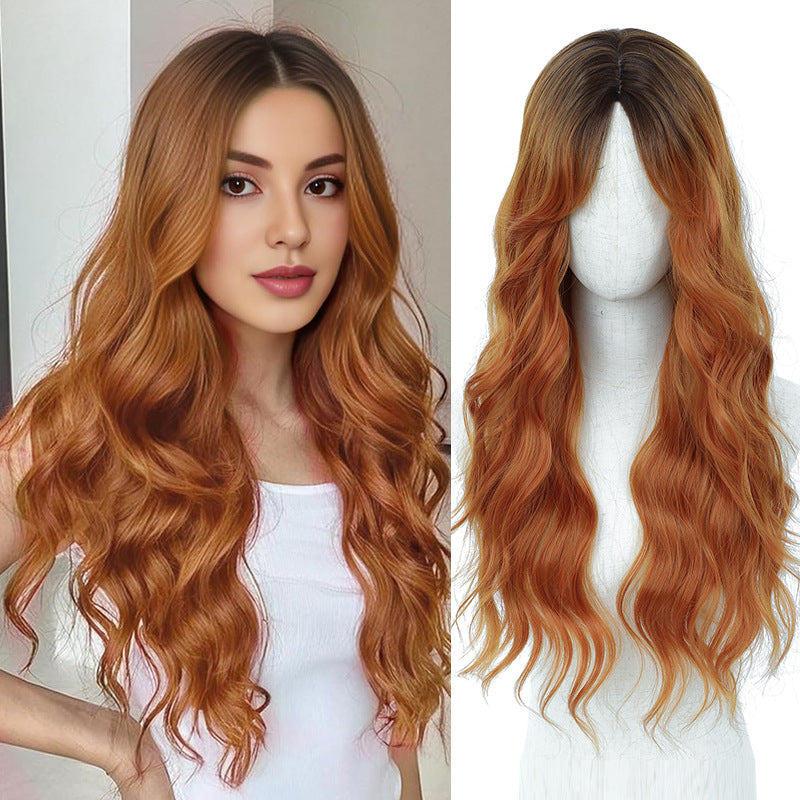 European and American Full Wig Cross-Border Amazon Women's Long Curly Water Wave Eight-Character Bangs lolita Wig Export