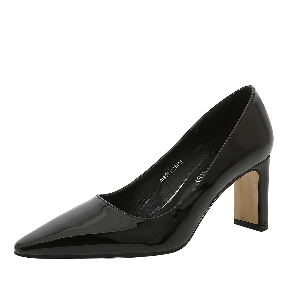 French Style Socialite Women's Single Shoes sissy Summer New Style Shallow Mouth Chunky Heel Women's Shoes High-End Elegant Versatile Mid-Heel Shoes