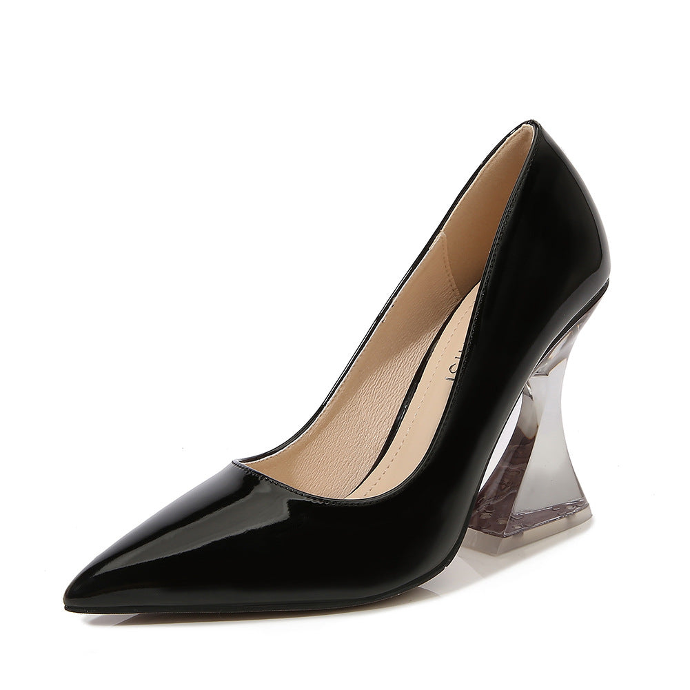 European and American Transparent Crystal sissy White-collar Elegant Women's Shoes