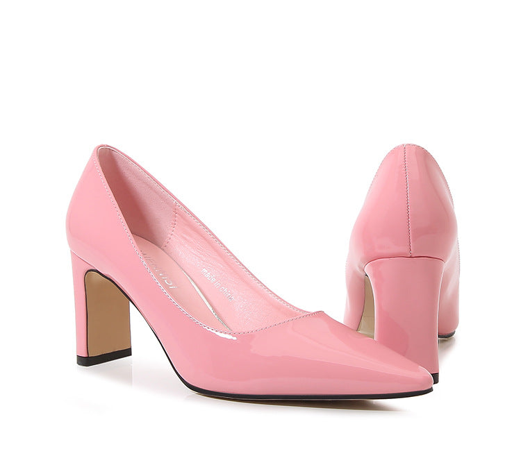 French Style Socialite Women's Single Shoes sissy Summer New Style Shallow Mouth Chunky Heel Women's Shoes High-End Elegant Versatile Mid-Heel Shoes