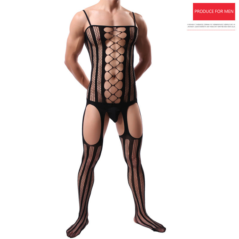 Panty Stockings Men Hollow Can Insert jj Set Midnight Passion Charm Flirting gay sissy