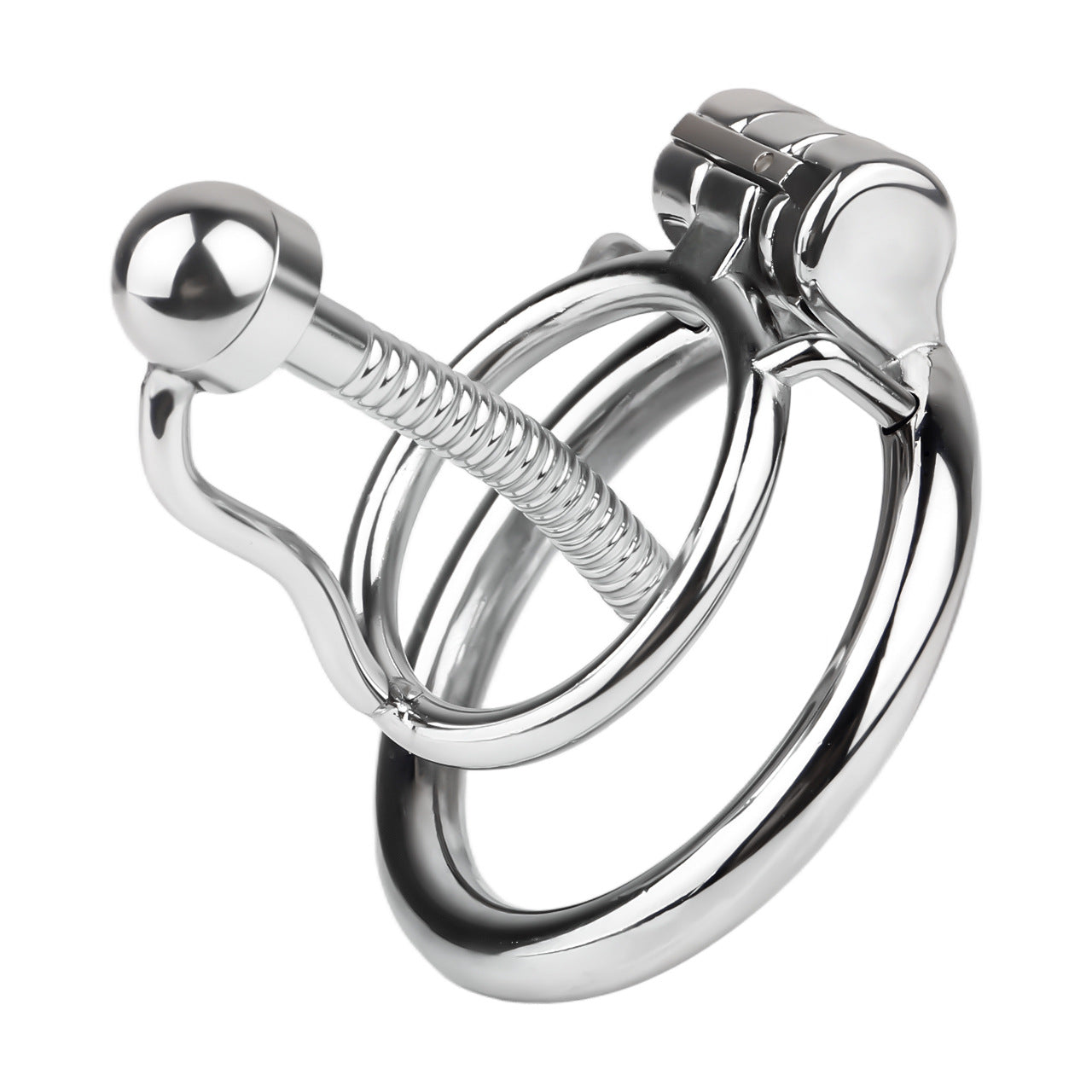 FRRK-238Metal Stainless Steel Horse Eye Rod Anti-Escape Chastity Lock with Urination Catheter for Men