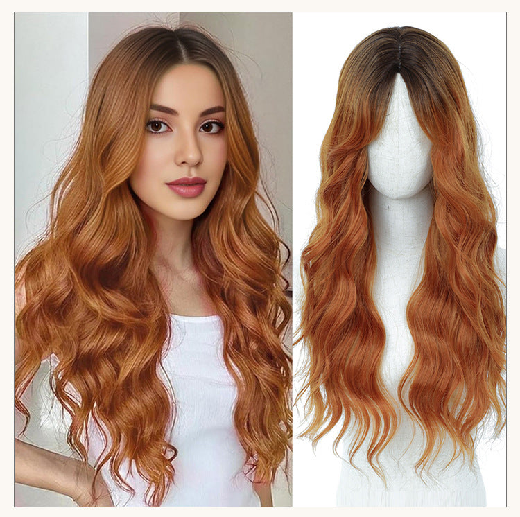 European and American Full Wig Cross-Border Amazon Women's Long Curly Water Wave Eight-Character Bangs lolita Wig Export