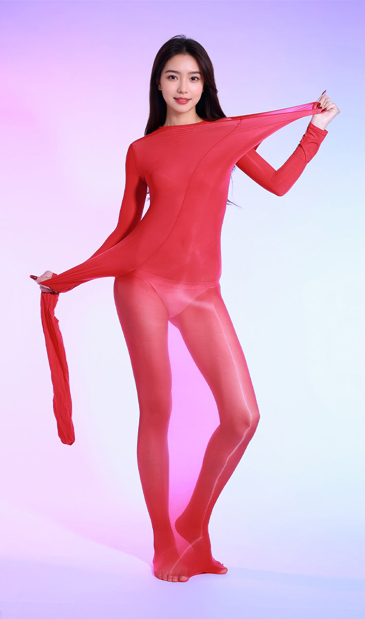 Foreign trade popular style300Plus Size Glossy Bodysuit Sexy Ultra-Thin Silky912Needle Horse Oil One-Piece Stockings