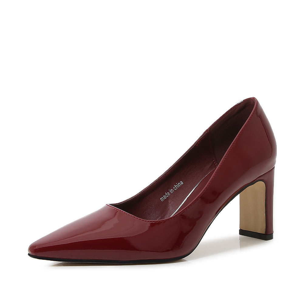 French Style Socialite Women's Single Shoes sissy Summer New Style Shallow Mouth Chunky Heel Women's Shoes High-End Elegant Versatile Mid-Heel Shoes