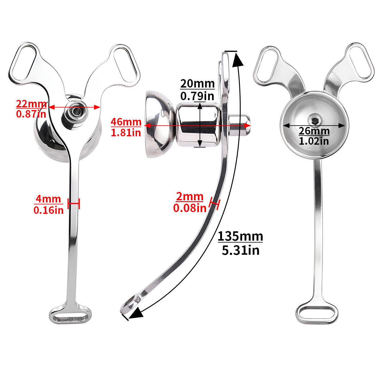 FRRK Imitation Penis Cage Metal Flat Chastity Lock Male Transvestite Penis Compression Restraint Curved Hook Patch Type Pot Lid Lock