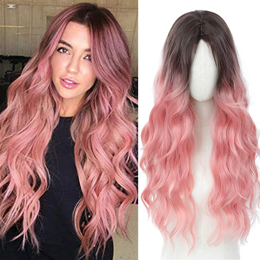 European and American Full Wig Cross-Border Amazon Women's Long Curly Water Wave Eight-Character Bangs lolita Wig Export