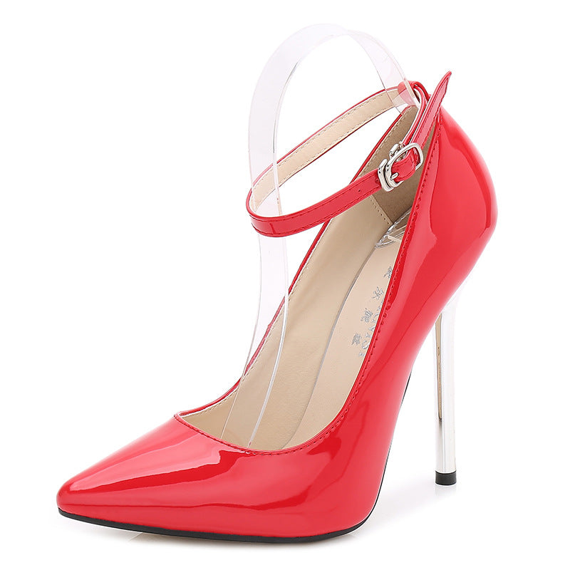 Europe and America sissy Professional Pointed Toe Large Size Heels Thin Heel Model Host Single Shoes Women AliExpress Fashion