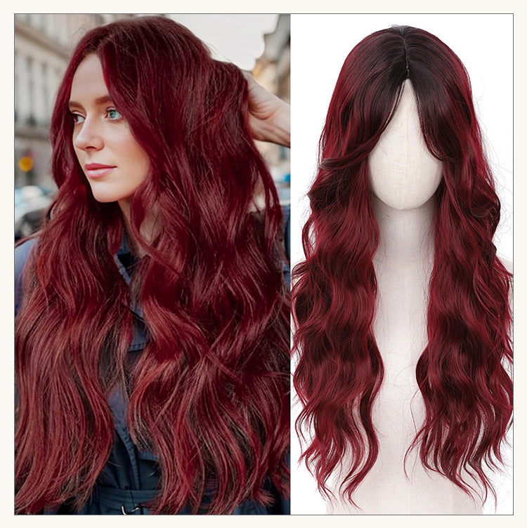 European and American Full Wig Cross-Border Amazon Women's Long Curly Water Wave Eight-Character Bangs lolita Wig Export