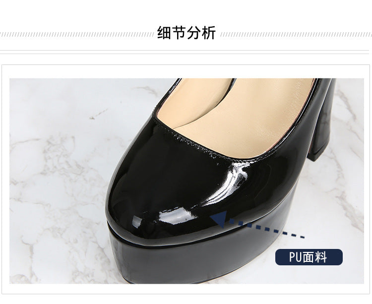 Car Model Cheongsam Catwalk sissy Women's Chunky Heel Thick Sole Waterproof Platform Round Toe Large Size French Retro Shallow Mouth Single Shoes Trendy