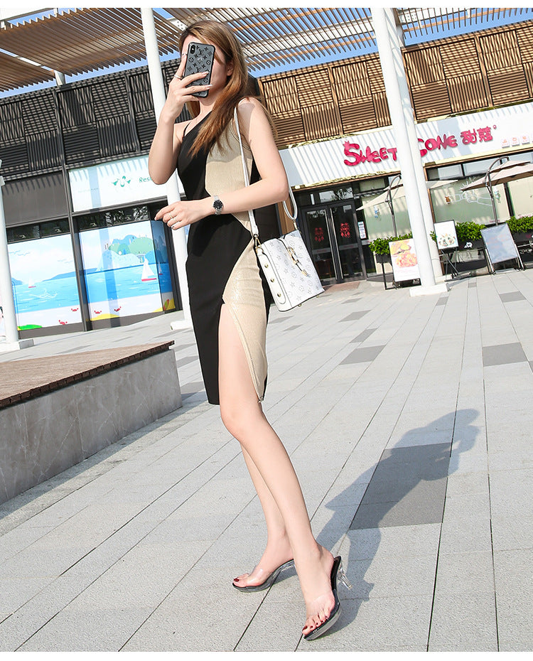 Korean Style sissy Crystal Heel Mid-Heel High Heel Sandals Southeast Asia Vietnam Huidong Shoes Factory