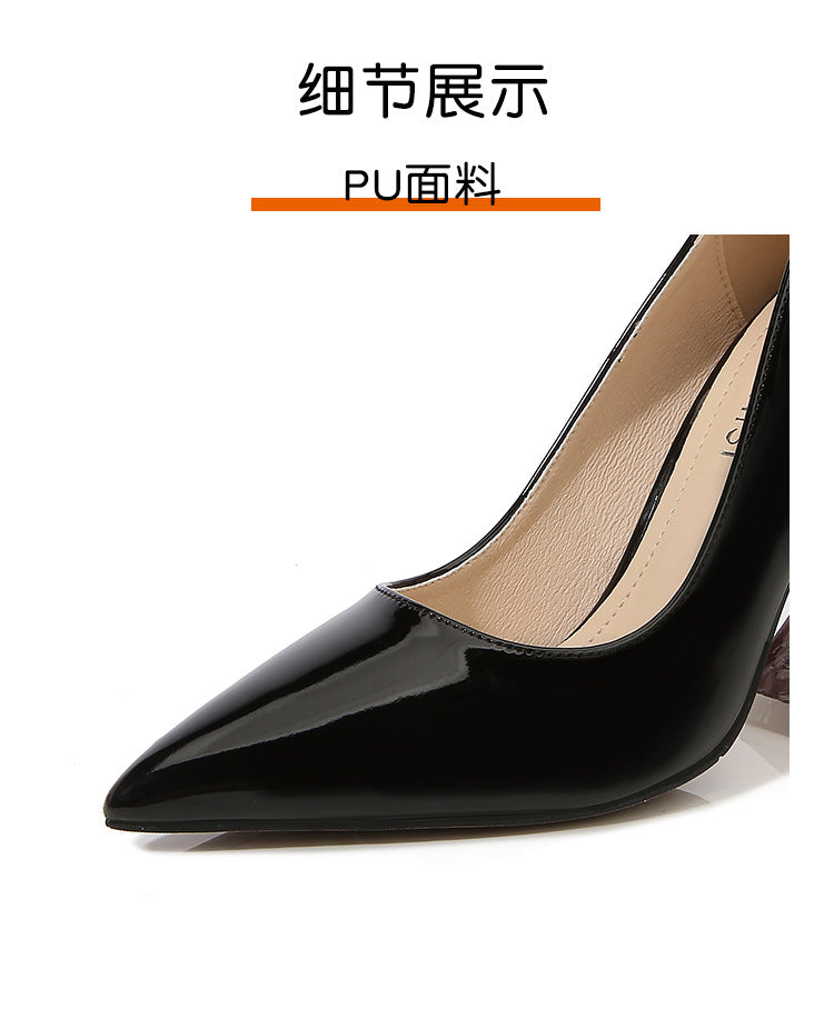 European and American Transparent Crystal sissy White-collar Elegant Women's Shoes