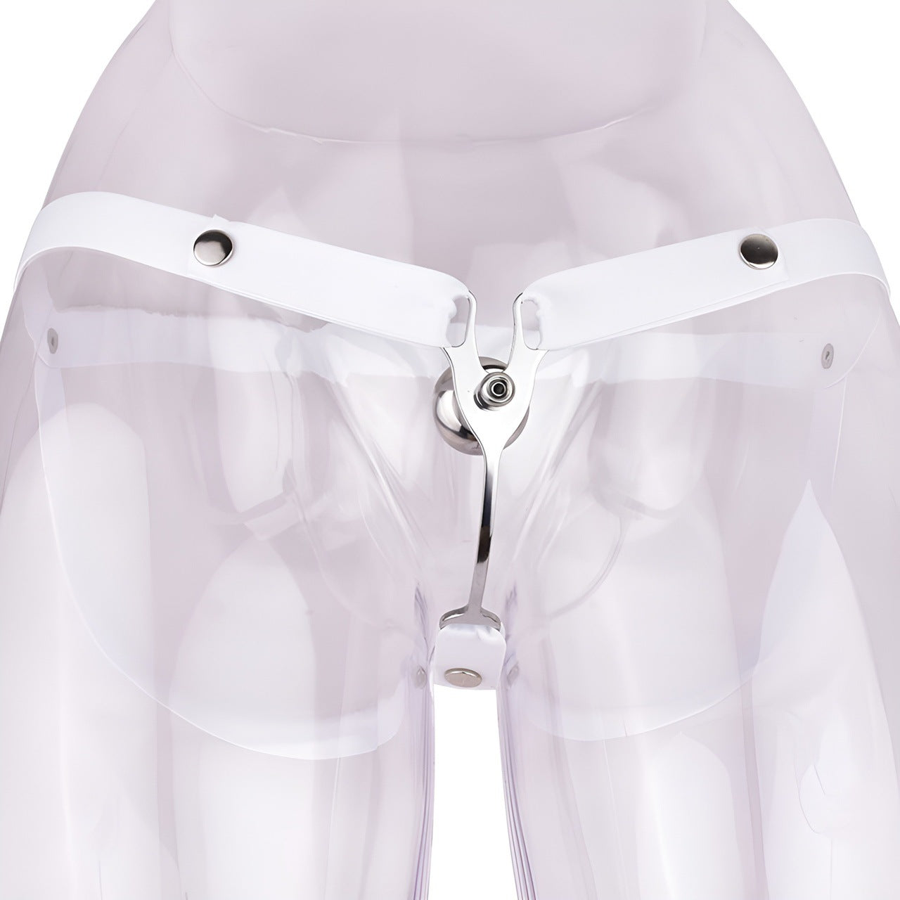 FRRK Imitation Penis Cage Metal Flat Chastity Lock Male Transvestite Penis Compression Restraint Curved Hook Patch Type Pot Lid Lock