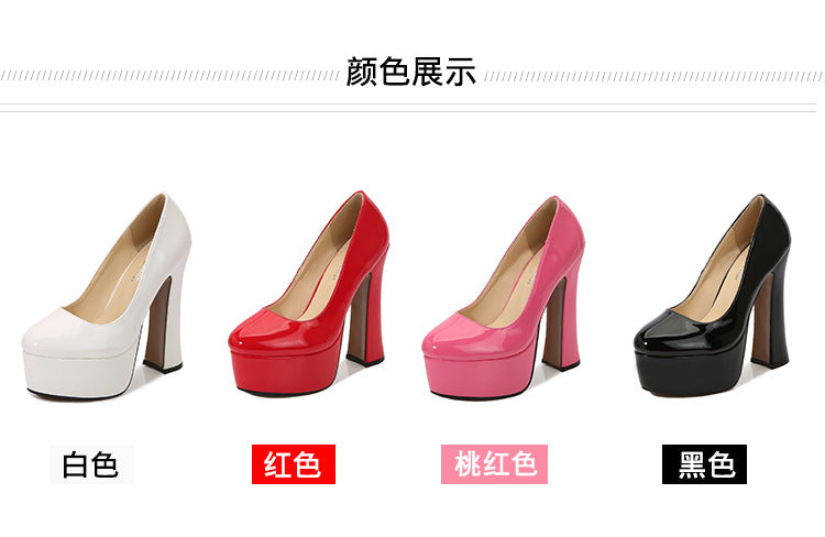 Car Model Cheongsam Catwalk sissy Women's Chunky Heel Thick Sole Waterproof Platform Round Toe Large Size French Retro Shallow Mouth Single Shoes Trendy
