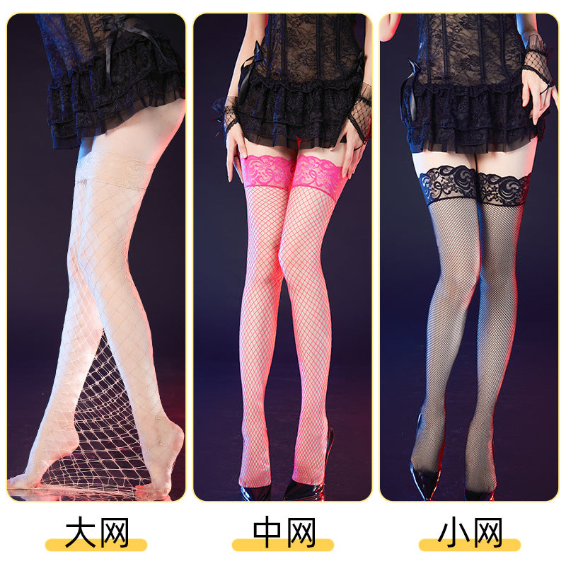 Sexy Fishnet Stockings Silk Stockings Women Sexy Black Silk Stockings Women Long Thin Mesh Sheer Temptation Fishnet Stockings No-Slip Stockings