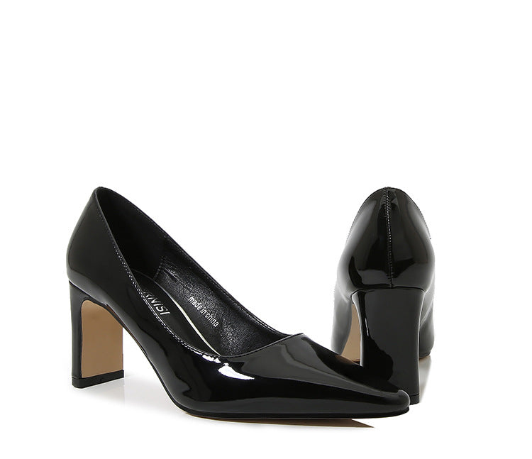 French Style Socialite Women's Single Shoes sissy Summer New Style Shallow Mouth Chunky Heel Women's Shoes High-End Elegant Versatile Mid-Heel Shoes