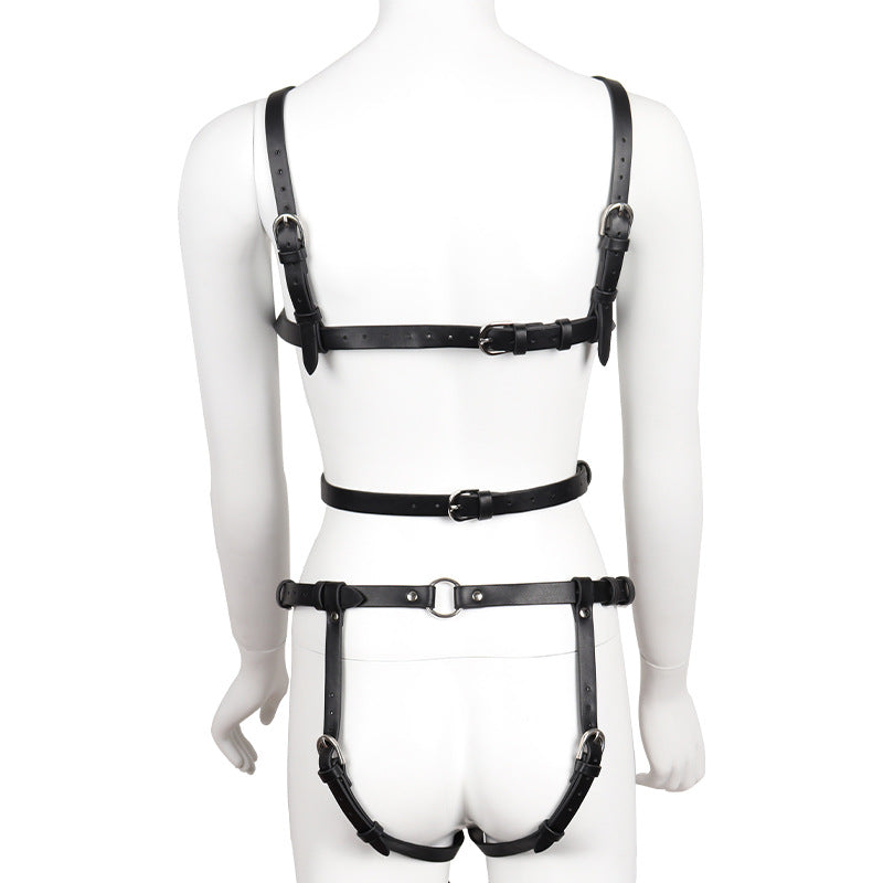 sissy New Style Sexy sm Set of Alternative Couple Leather Bondage Clothes Female Tools Leg Rings Adult Products