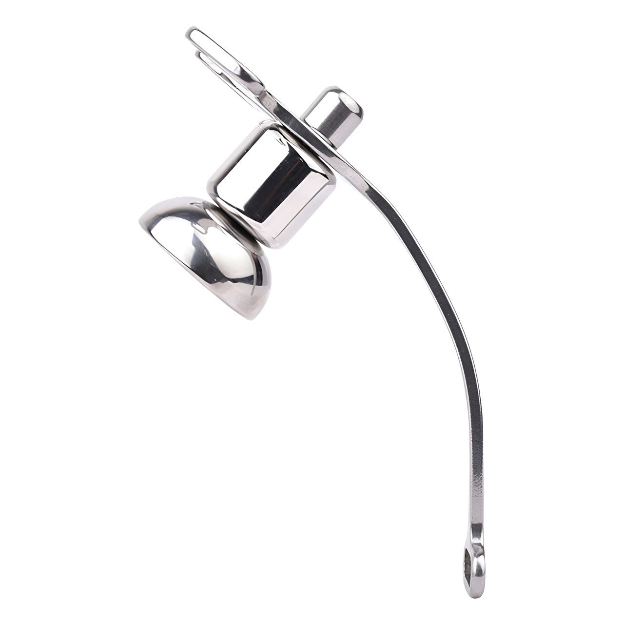 FRRK Imitation Penis Cage Metal Flat Chastity Lock Male Transvestite Penis Compression Restraint Curved Hook Patch Type Pot Lid Lock