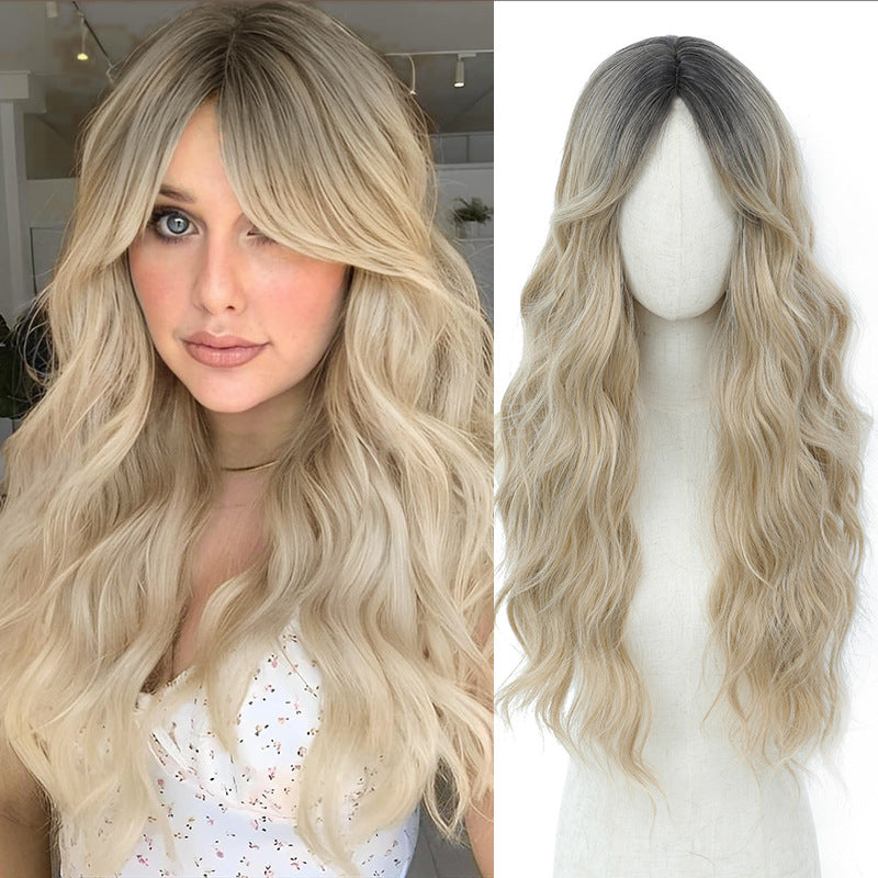 European and American Full Wig Cross-Border Amazon Women's Long Curly Water Wave Eight-Character Bangs lolita Wig Export