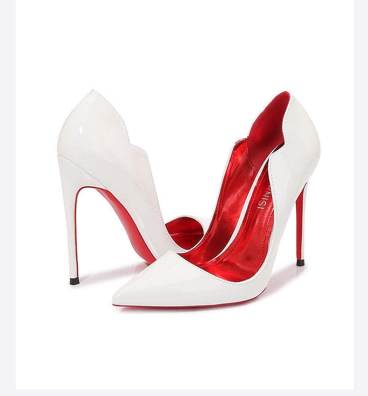 European and American Nightclub Costume Party sissy High Heels Women Thin Heels Sexy Black Bed Pointed Toe Large and Small Size French Style Single Shoes for Women