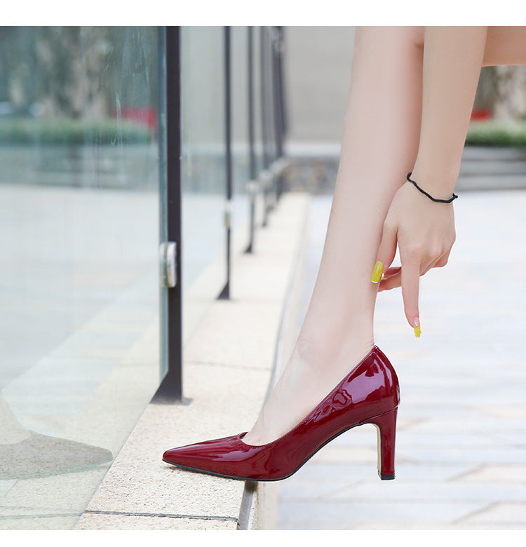 French Style Socialite Women's Single Shoes sissy Summer New Style Shallow Mouth Chunky Heel Women's Shoes High-End Elegant Versatile Mid-Heel Shoes