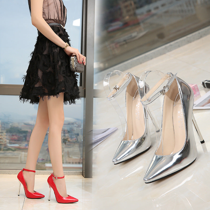 Europe and America sissy Professional Pointed Toe Large Size Heels Thin Heel Model Host Single Shoes Women AliExpress Fashion