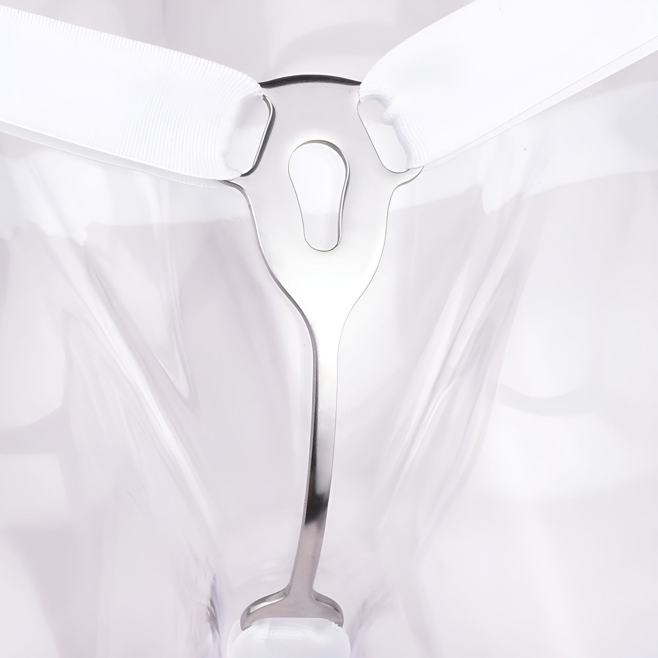 FRRK Imitation Penis Cage Metal Flat Chastity Lock Male Transvestite Penis Compression Restraint Curved Hook Patch Type Pot Lid Lock