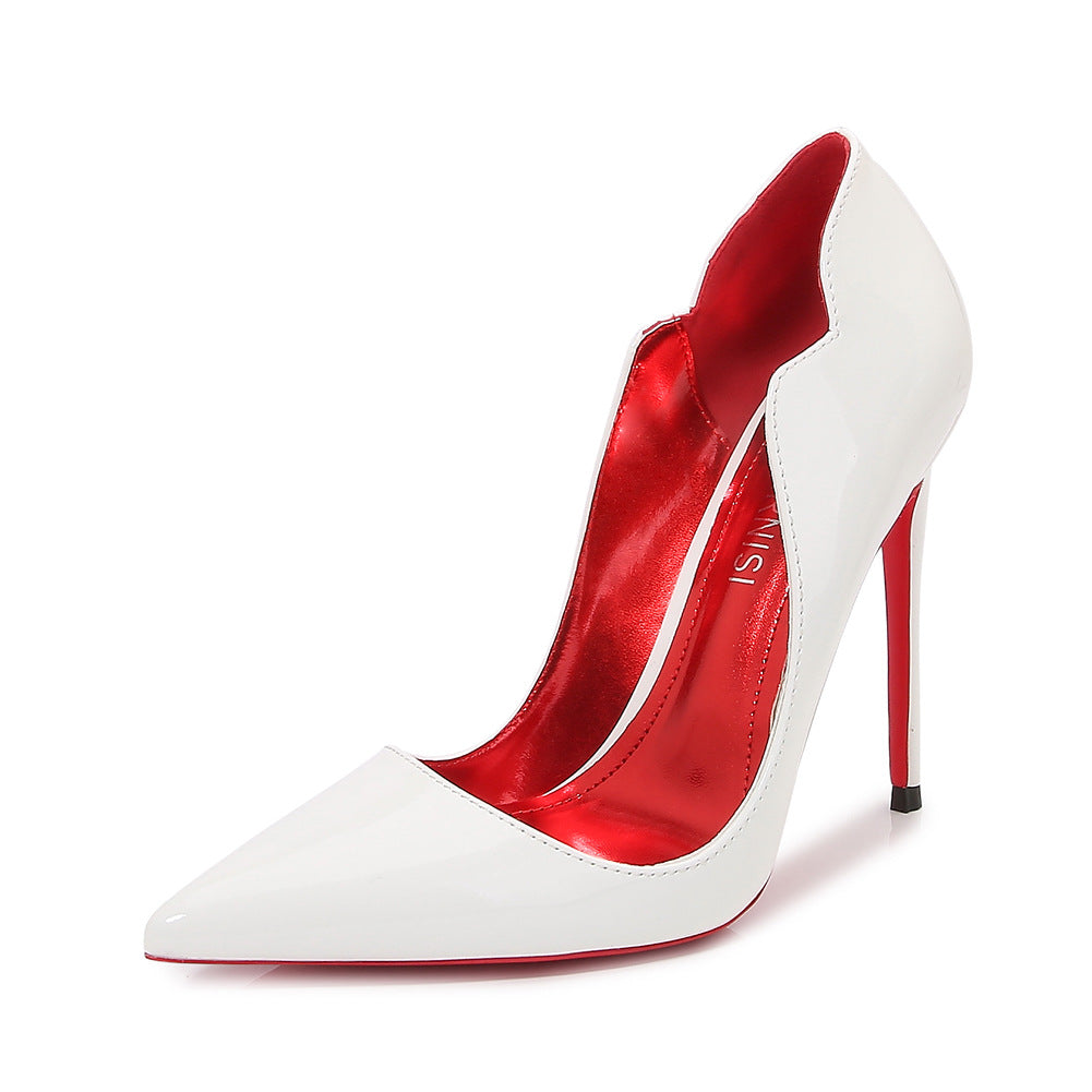 European and American Nightclub Costume Party sissy High Heels Women Thin Heels Sexy Black Bed Pointed Toe Large and Small Size French Style Single Shoes for Women