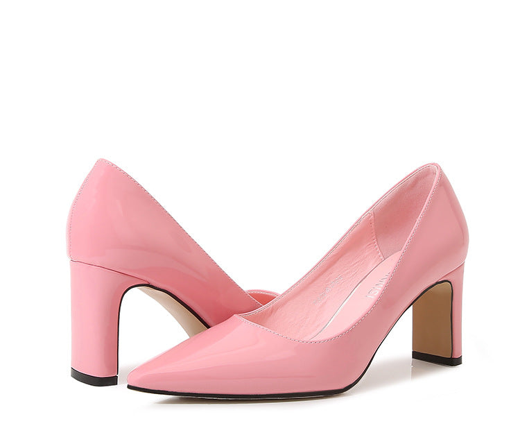 French Style Socialite Women's Single Shoes sissy Summer New Style Shallow Mouth Chunky Heel Women's Shoes High-End Elegant Versatile Mid-Heel Shoes