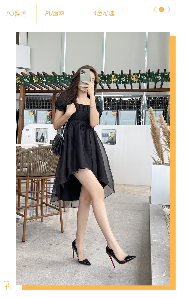 European and American Nightclub Costume Party sissy High Heels Women Thin Heels Sexy Black Bed Pointed Toe Large and Small Size French Style Single Shoes for Women