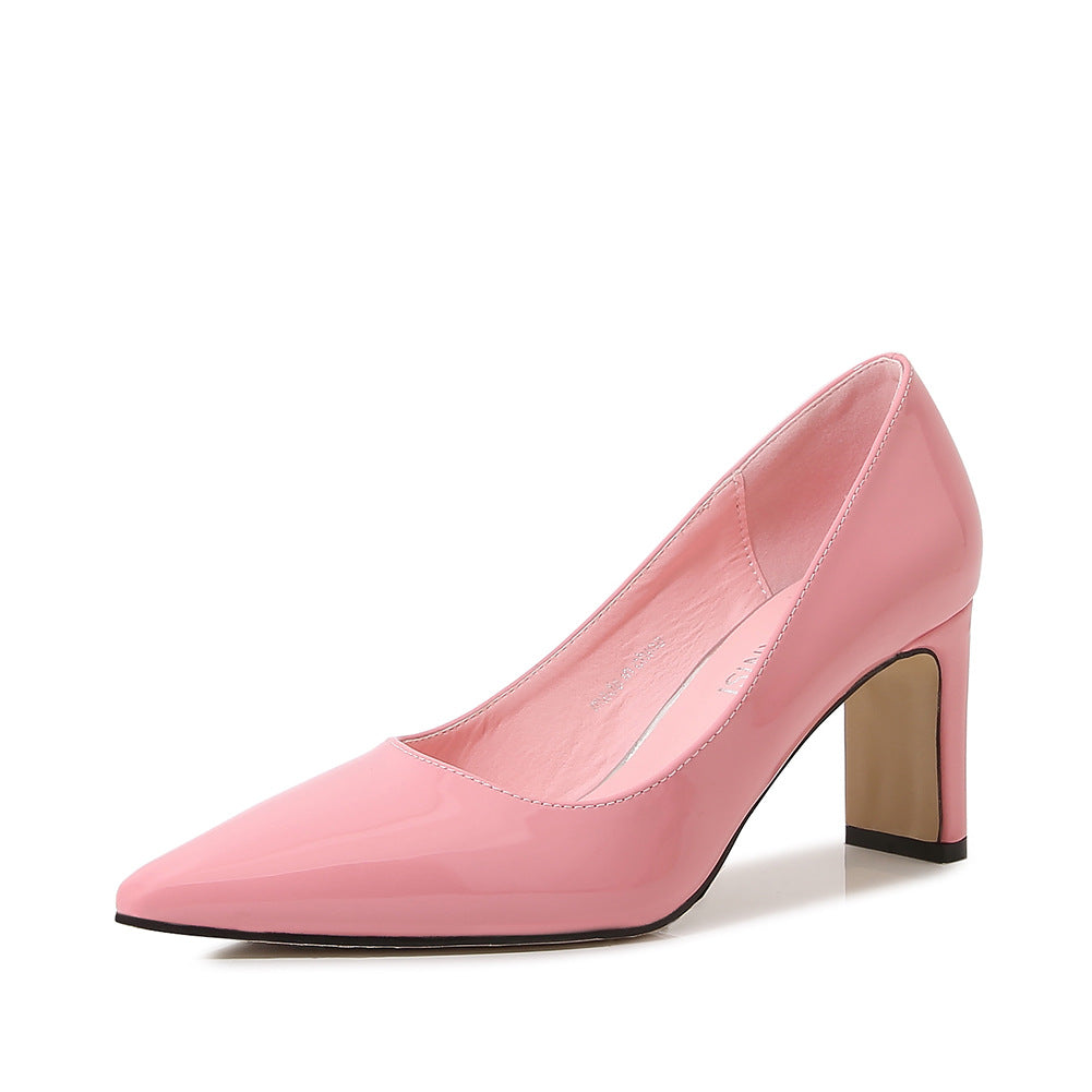 French Style Socialite Women's Single Shoes sissy Summer New Style Shallow Mouth Chunky Heel Women's Shoes High-End Elegant Versatile Mid-Heel Shoes