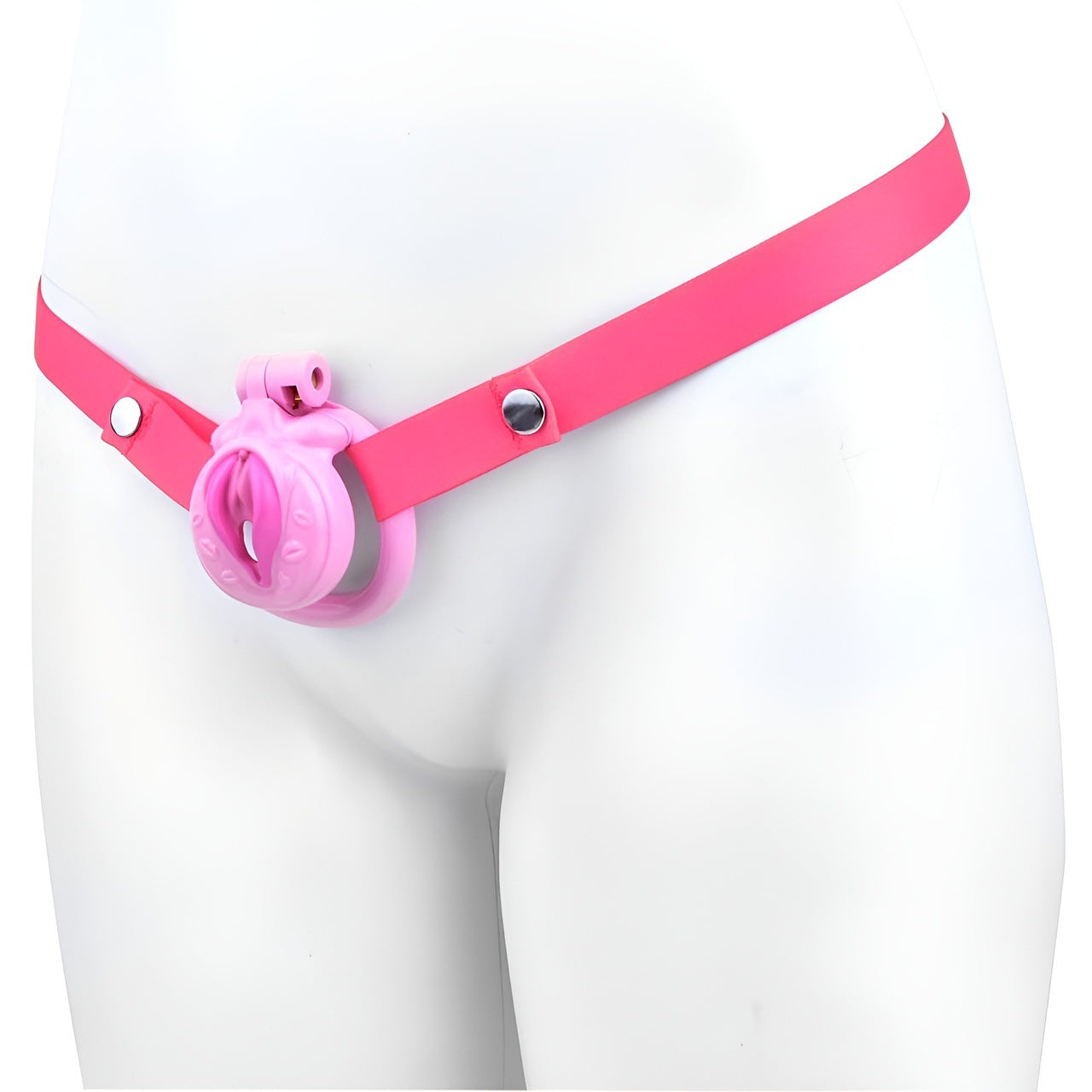 FRRK-3212Transvestite Pink Wearing Chastity Lock ABS Resin CB Bird Cage Miniature Lock Elastic Belt Set