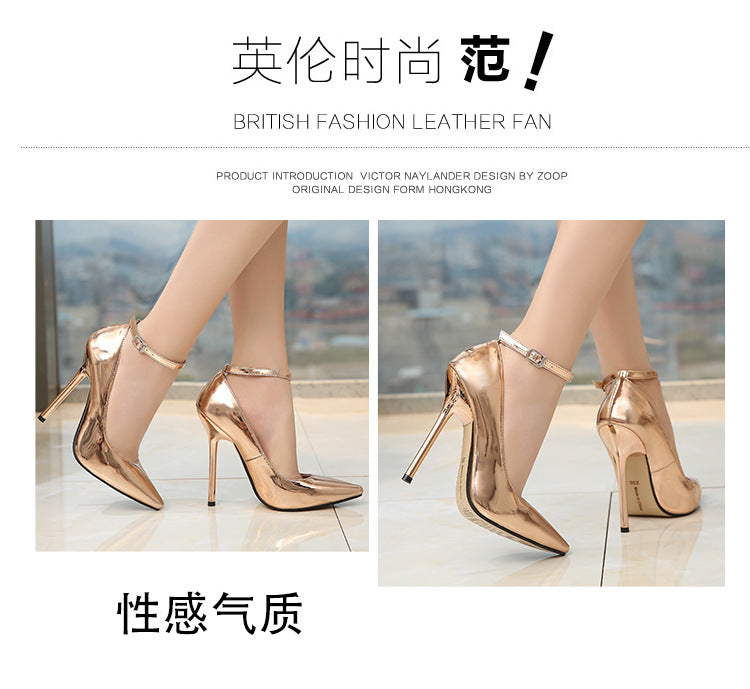 Europe and America sissy Professional Pointed Toe Large Size Heels Thin Heel Model Host Single Shoes Women AliExpress Fashion