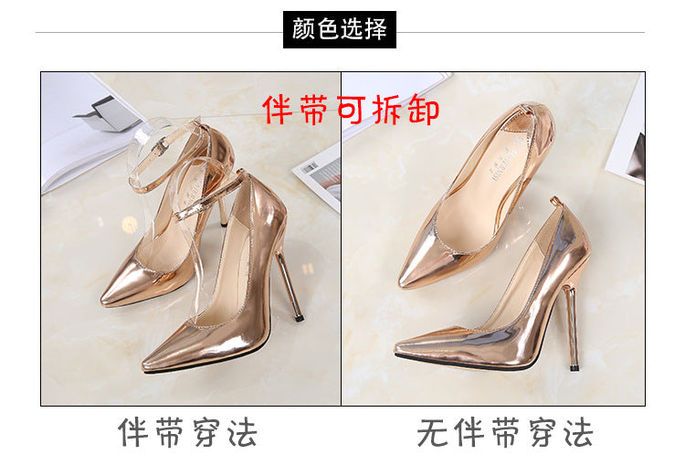 Europe and America sissy Professional Pointed Toe Large Size Heels Thin Heel Model Host Single Shoes Women AliExpress Fashion