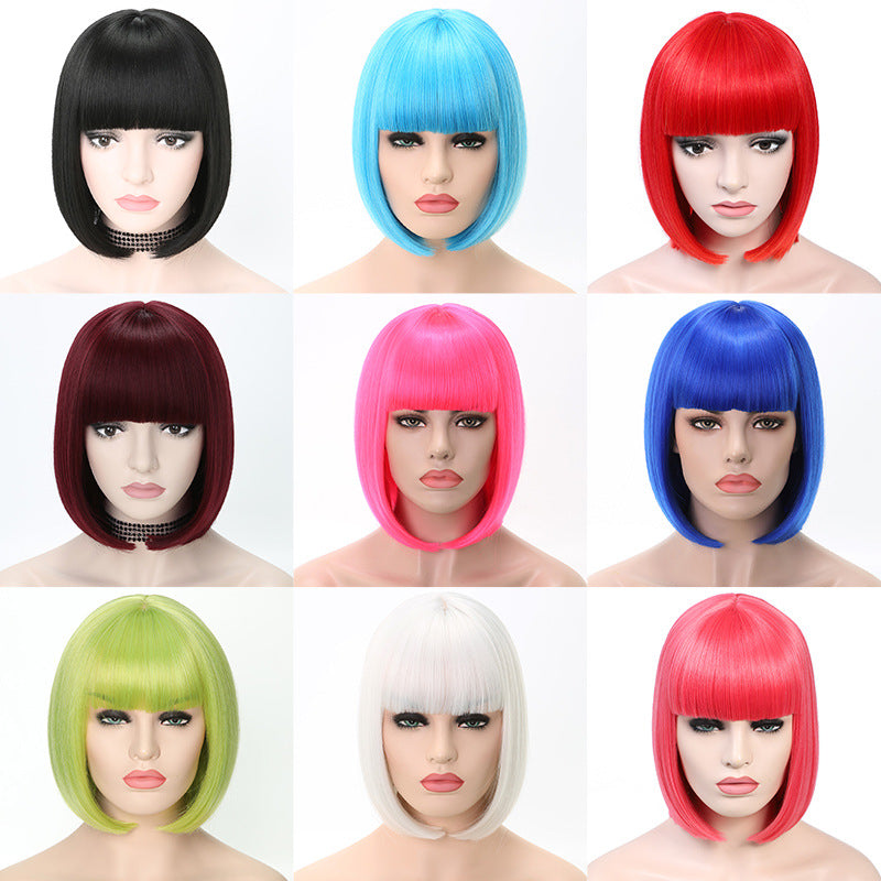 Xuchang Wig Cross-Border Amazon Foreign Trade Fashion European and American Bob Wig Full Head Set wigs Short Straight Hair