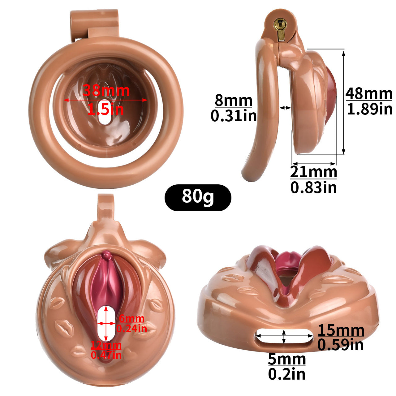 FRRK-3212Transvestite Pink Wearing Chastity Lock ABS Resin CB Bird Cage Miniature Lock Elastic Belt Set