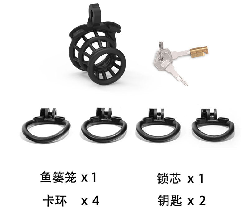 JSSMATE Nylon Negative Small Waist Fish Basket Chastity Lock Chastity Device