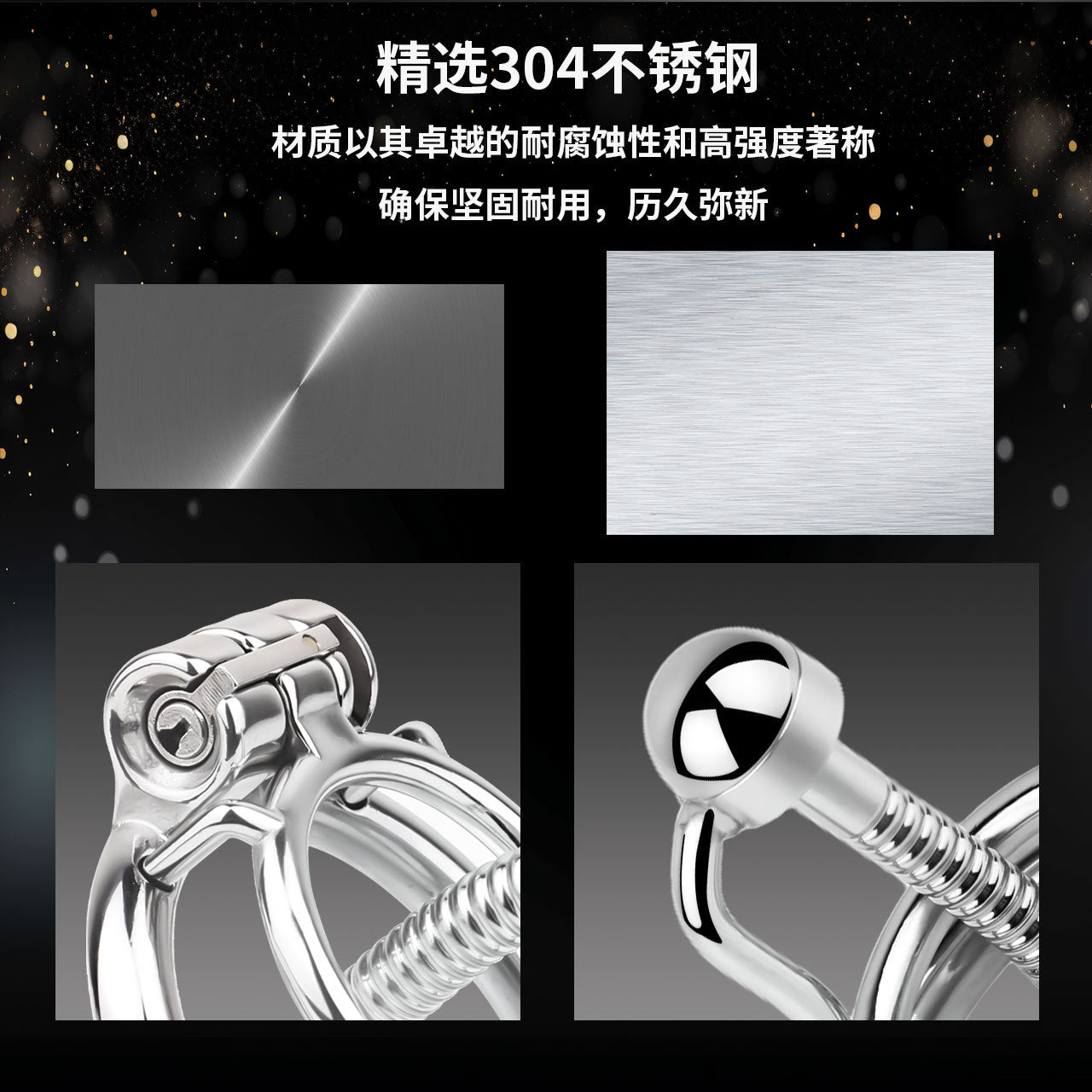 FRRK-238Metal Stainless Steel Horse Eye Rod Anti-Escape Chastity Lock with Urination Catheter for Men