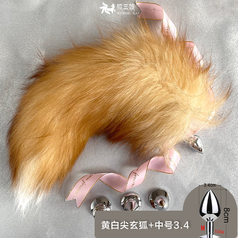 DX7Novice Small Anal Plug Real Fox Tail Detachable Female Dog Tail Erotic Transvestite SM Large Male Back Court