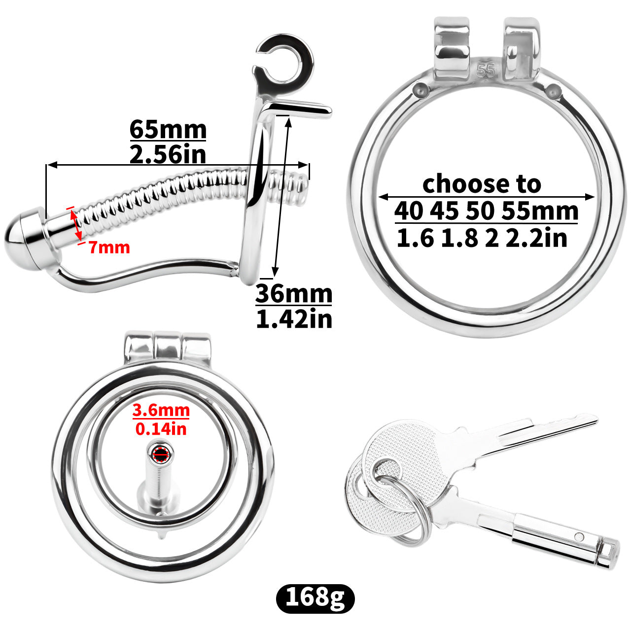 FRRK-238Metal Stainless Steel Horse Eye Rod Anti-Escape Chastity Lock with Urination Catheter for Men