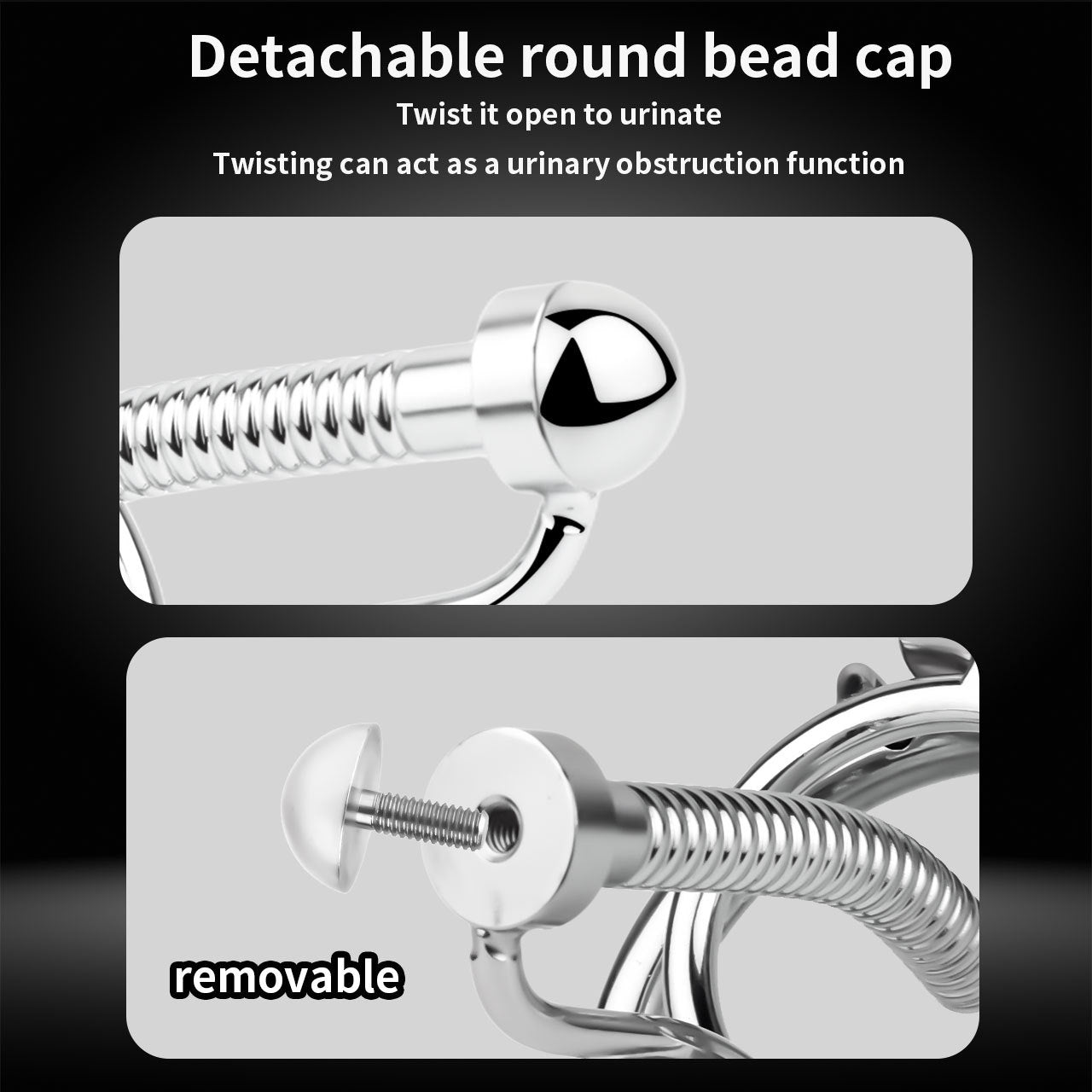 FRRK-238Metal Stainless Steel Horse Eye Rod Anti-Escape Chastity Lock with Urination Catheter for Men