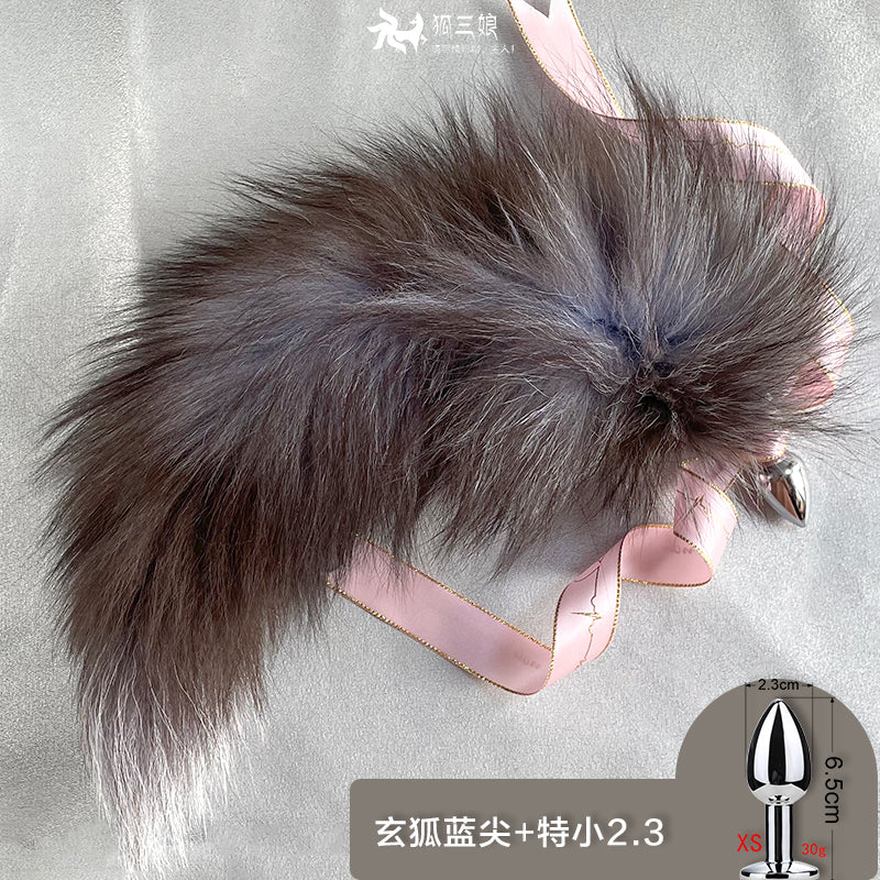 DX7Novice Small Anal Plug Real Fox Tail Detachable Female Dog Tail Erotic Transvestite SM Large Male Back Court
