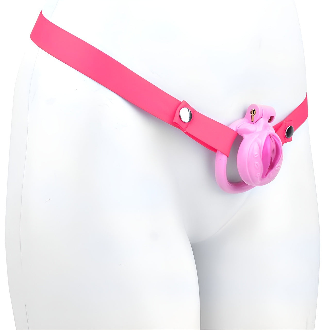 FRRK-3212Transvestite Pink Wearing Chastity Lock ABS Resin CB Bird Cage Miniature Lock Elastic Belt Set