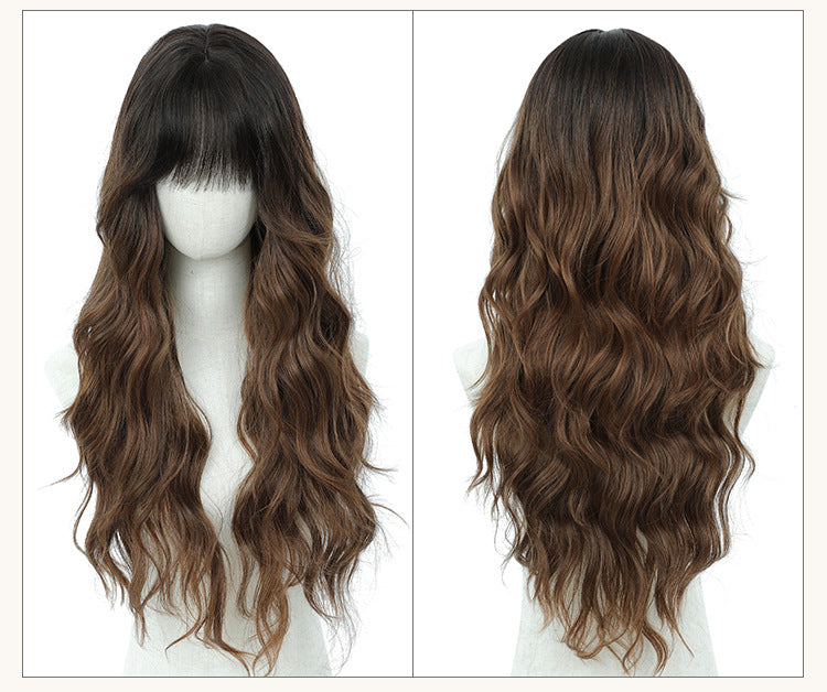 Xuchang Wig Amazon Foreign Trade Water Wave European and American Fashion Long Curly Hair cos Wig Female Full-Head Wig lolita