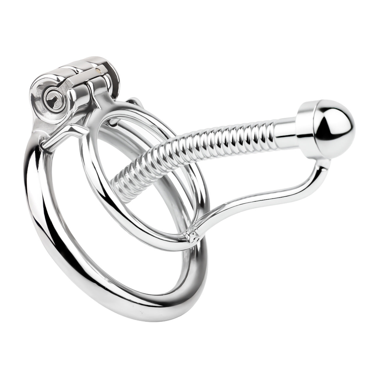 FRRK-238Metal Stainless Steel Horse Eye Rod Anti-Escape Chastity Lock with Urination Catheter for Men