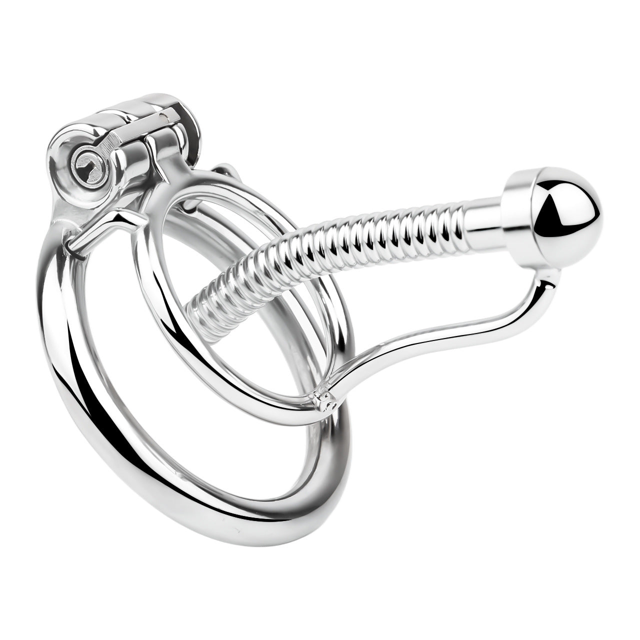 FRRK-238Metal Stainless Steel Horse Eye Rod Anti-Escape Chastity Lock with Urination Catheter for Men