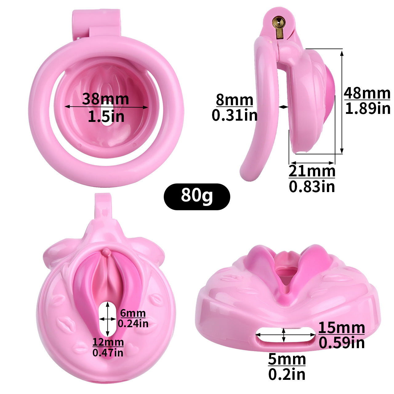 FRRK-3212Transvestite Pink Wearing Chastity Lock ABS Resin CB Bird Cage Miniature Lock Elastic Belt Set