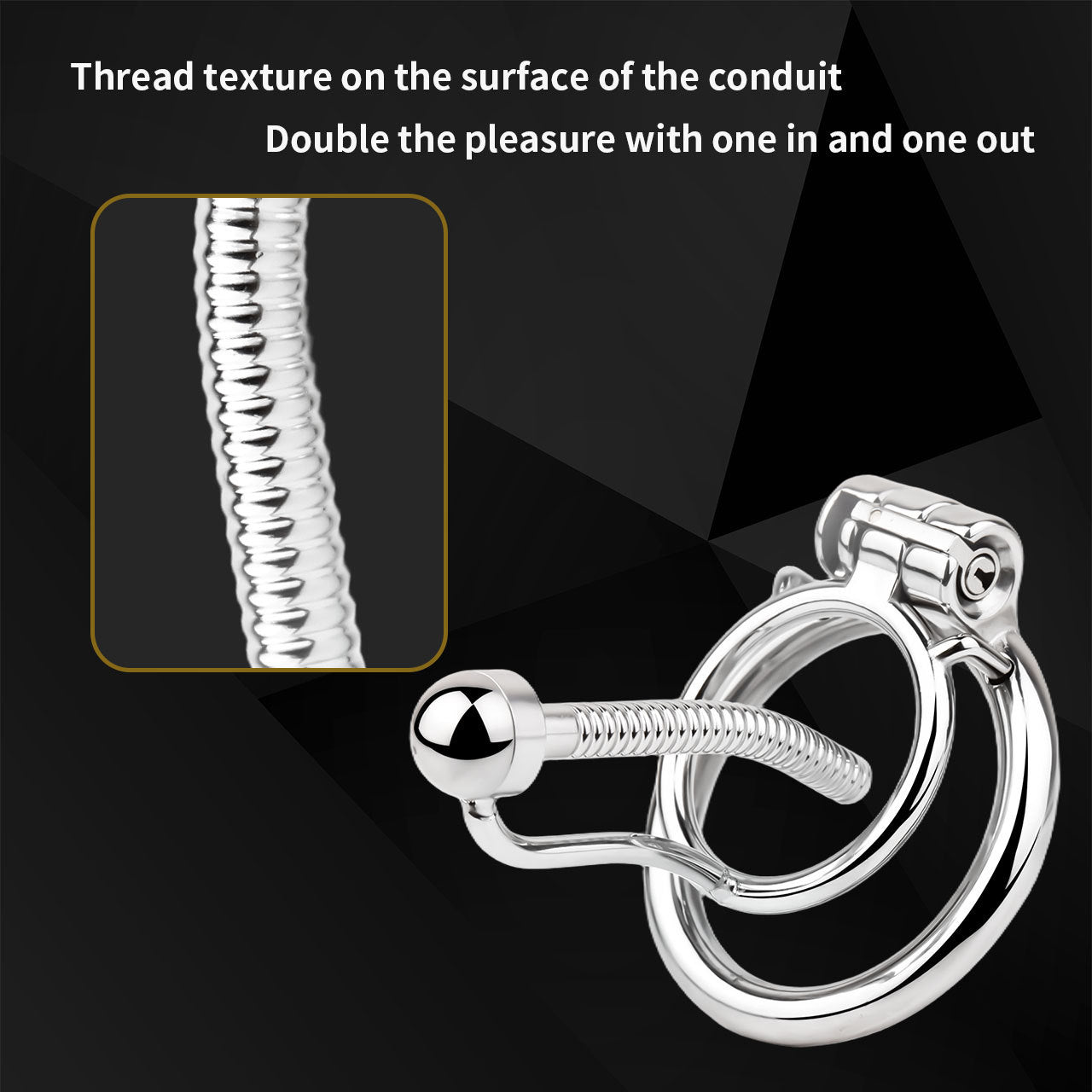 FRRK-238Metal Stainless Steel Horse Eye Rod Anti-Escape Chastity Lock with Urination Catheter for Men