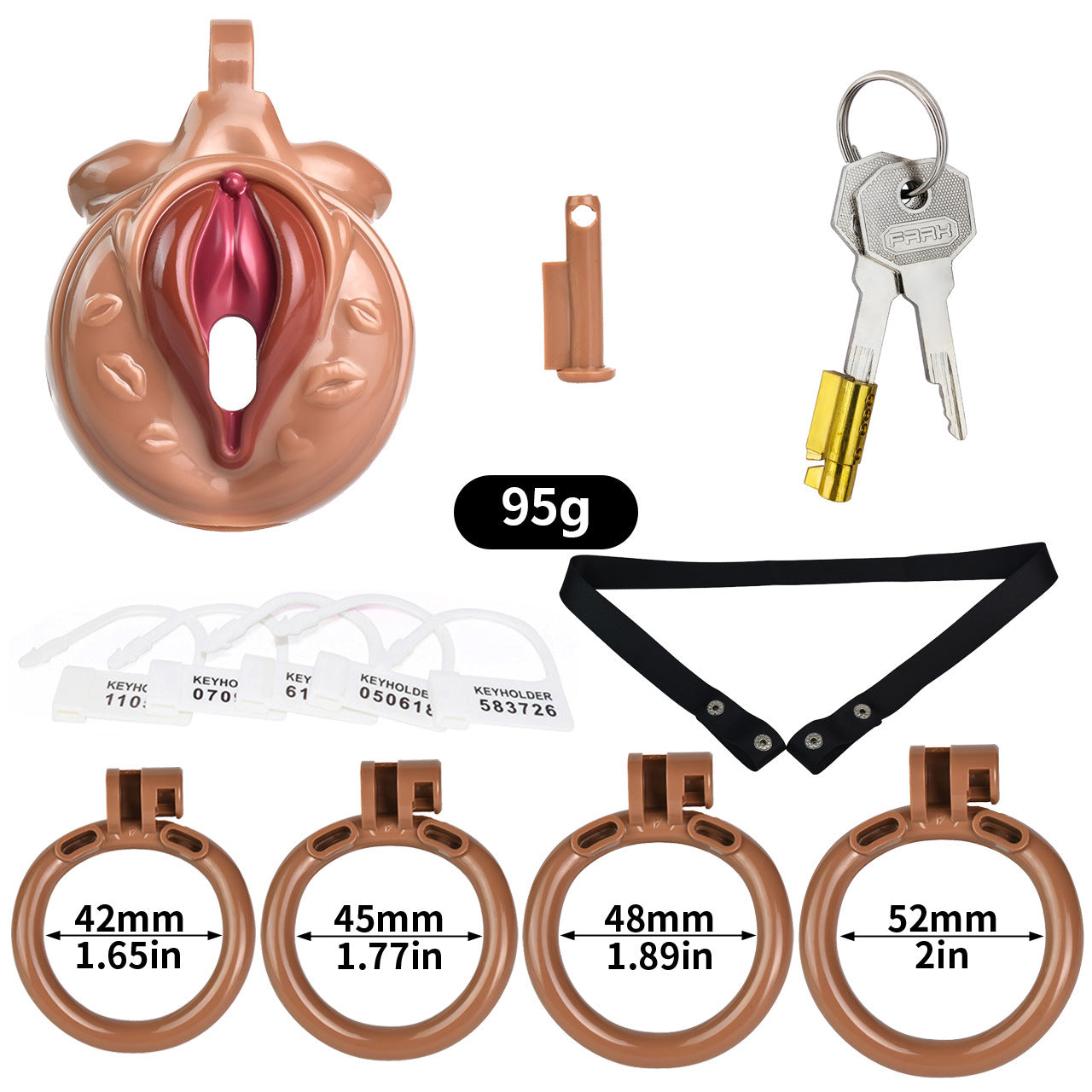 FRRK-3212Transvestite Pink Wearing Chastity Lock ABS Resin CB Bird Cage Miniature Lock Elastic Belt Set