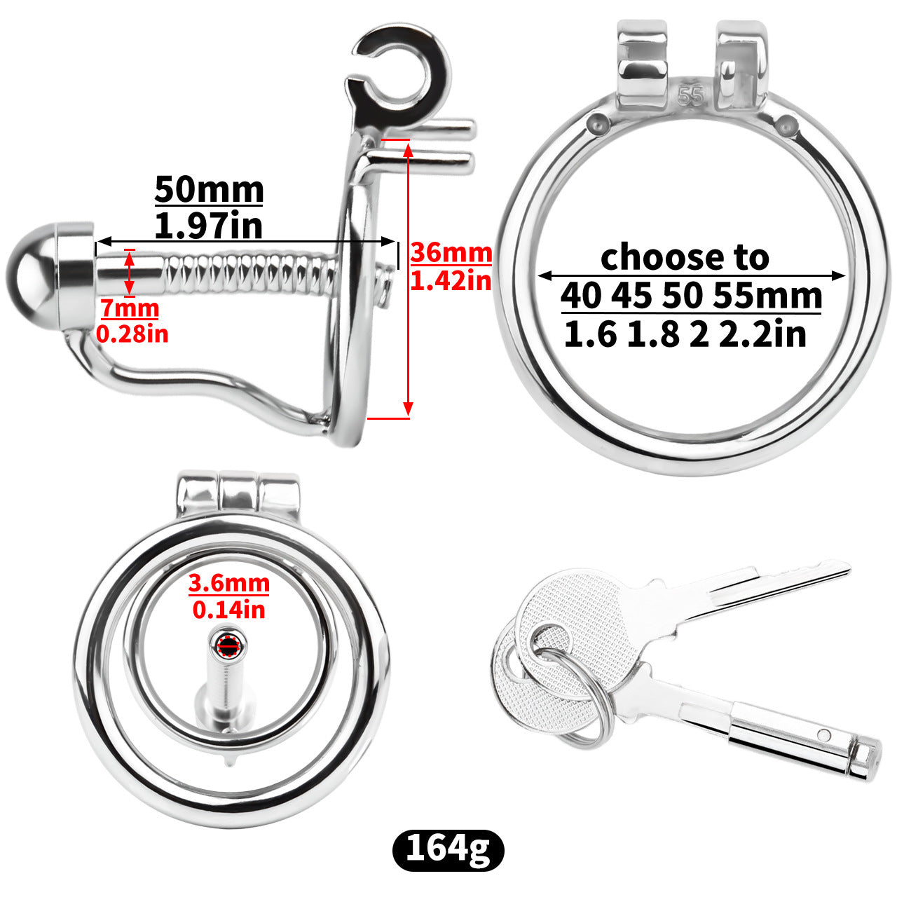 FRRK-238Metal Stainless Steel Horse Eye Rod Anti-Escape Chastity Lock with Urination Catheter for Men